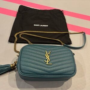 YSL mini Lou camera bag in teal.  Excellent condition